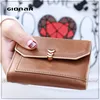 Button Close 3 Fold Small Cute PU Hinge Custom Flat Wallet