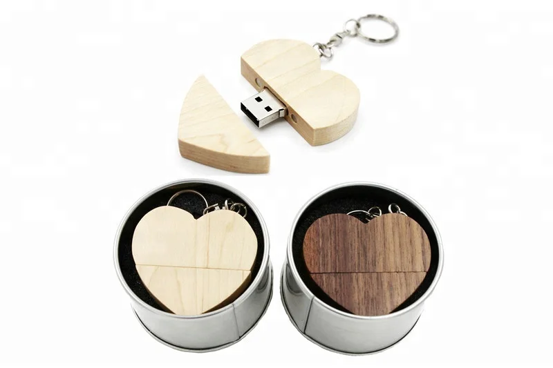 Wooden heart shaped USB Flash Drive Memory Stick 8gb 16gb 32gb with Customized Logo - ANKUX.COM