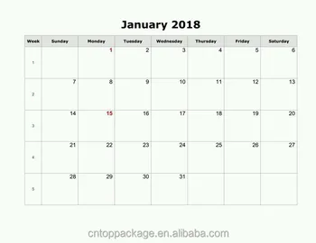 Wall Chart Calendar 2018