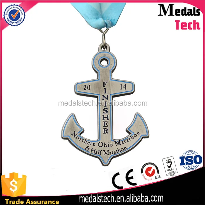 Wholesale custom plating silver soft enamel running metal medal