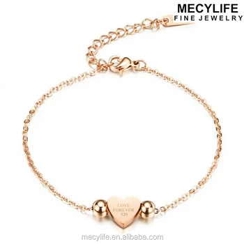 Mecylife Fancy Elegant Bracelets Cute Heart Charms 18k Rose Gold Cute Heart Charms 18k Rose Gold