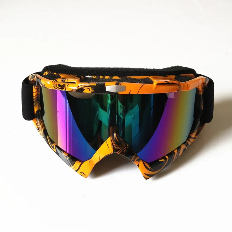 Orange Outdoor Motor Cross Ski Goggles Anti Uv Anti Scratch Dustproof