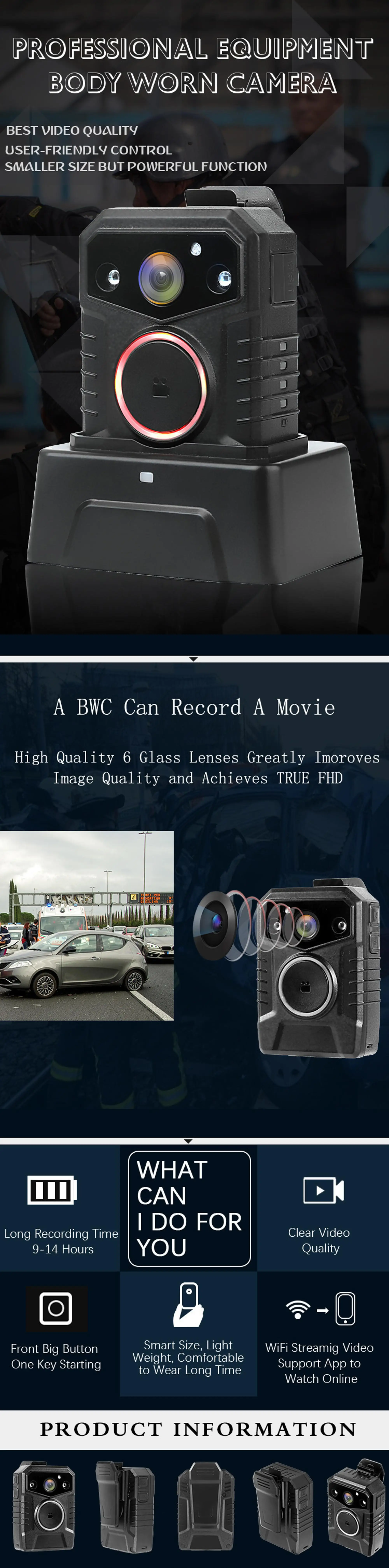 Security Guard Mini Body Worn Camera Spy Cam With Remote Control Better