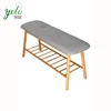 Eco Friendly Entryway Free Standing Furniture Natural Bmaboo Shoe Rack Storage Bench With Storage Drawer On Top