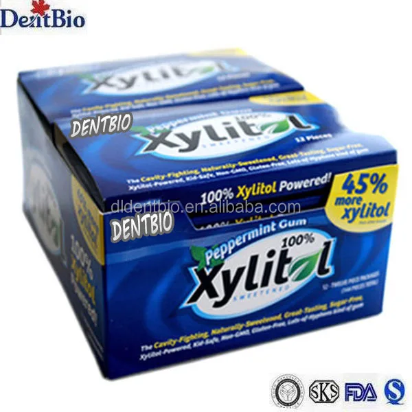 Silicon Dioxide Whitening Peppermint Blister Packed Xylitol Chewing Gum
