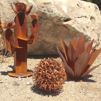 Art Garden Corten Steel Flower Sculpture Decorative Metal Cactus - Buy ...