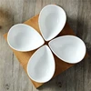 4 pieces best quality new design snack porcelain dishes with wooden tray for party