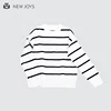 Wholesale 100% Nylon Pullover Women Striped 12GG Standard Crew Neck Sweater