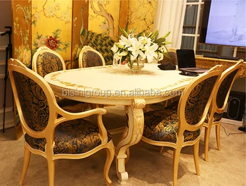 Luxury High Quality Rococo Solid Wood Carved Dining Table Set With Luxury High Quality Rococo Solid Wood Carved Dining Table Set With Armchairs Bf11 05051b