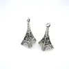 fashion zinc alloy tibetan silver 3D eiffel tower pendants charms for keychain necklace Jewelry making