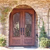 Modern house decorative square main entrance wrought iron double entry door