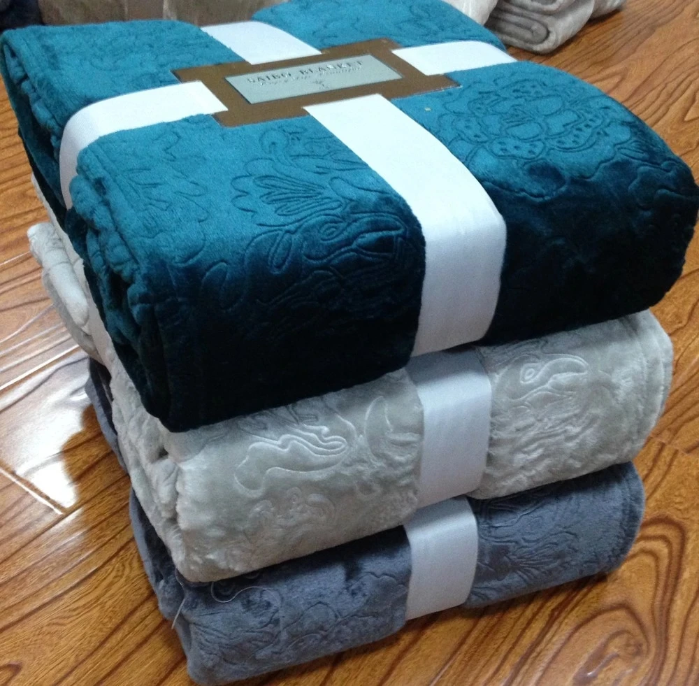 Home Textile Printed Solid Jacquard Knit Sherpa Throw Bed Coral Fleece