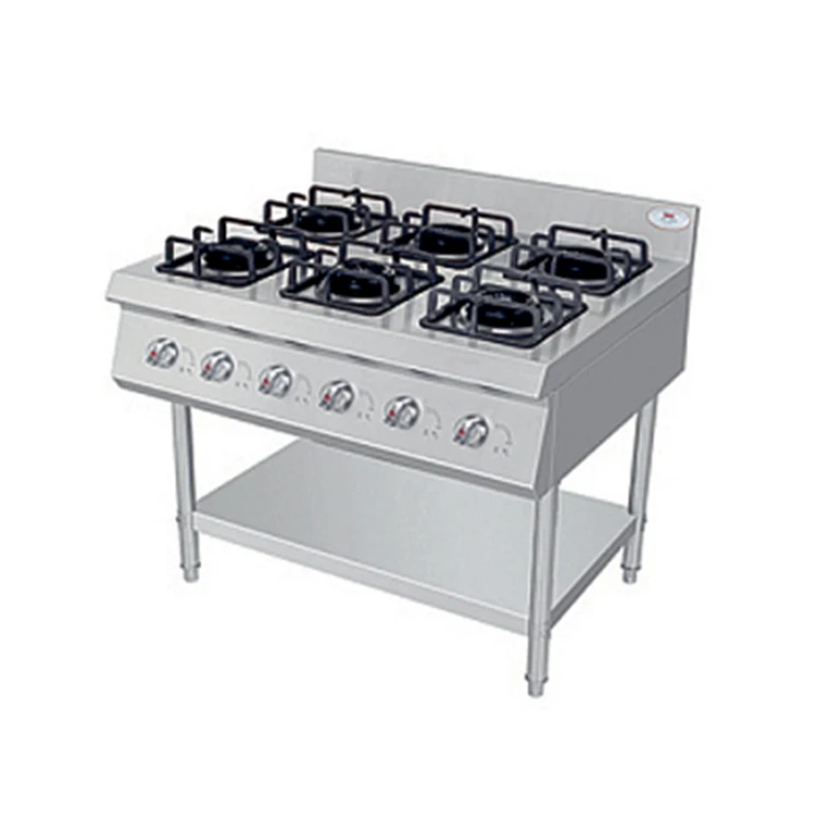 6 Burners Gas Range Commercial Kitchen Equipment China For Hotel