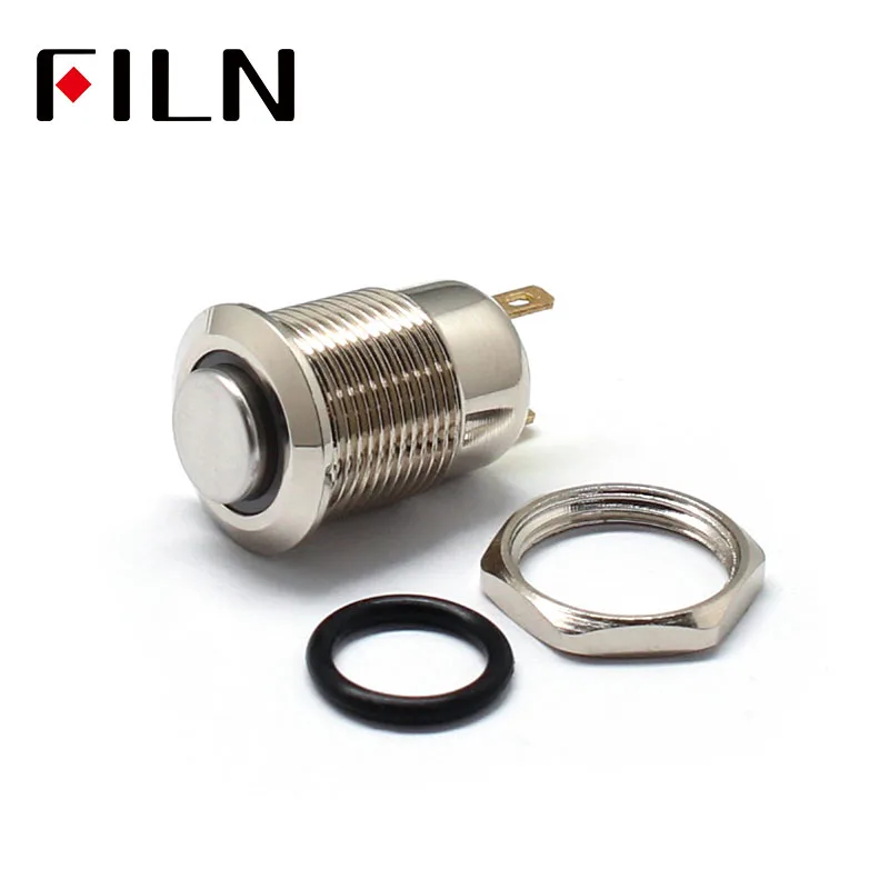 12mm Momentary 2 Pins 4 Pins 1no Latching Brass Nickel Plated High
