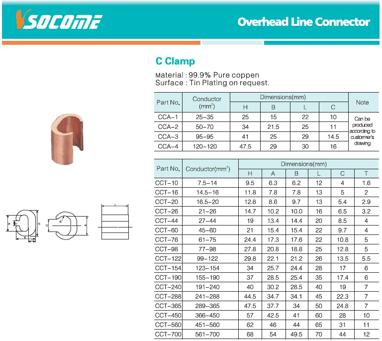 Earthing Connection C Type Copper Crimp Clip Aluminum C Clamp Buy