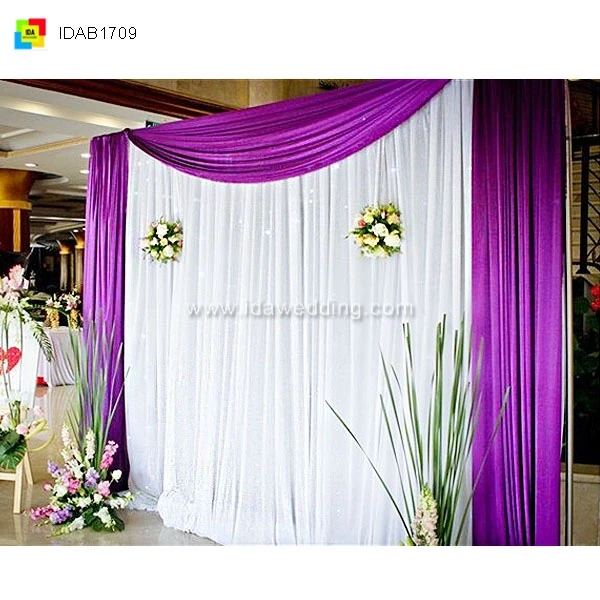 Wedding Backdrop Drape Curtain Ice Silk Material With Swag On Top
