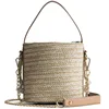 Women Straw Handbag Tote Holiday Woven Bucket Bag Leisure Chain Crossbody Bag