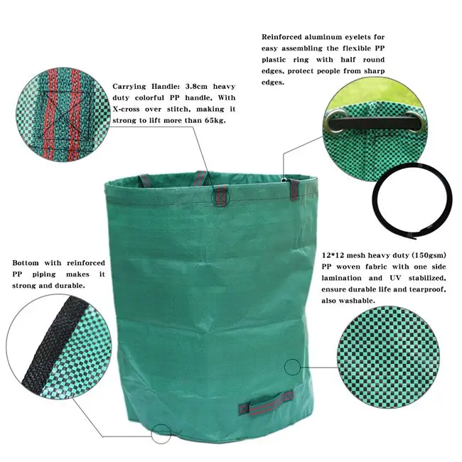 PP garden bag heavy duty garden bags for leaves 272L