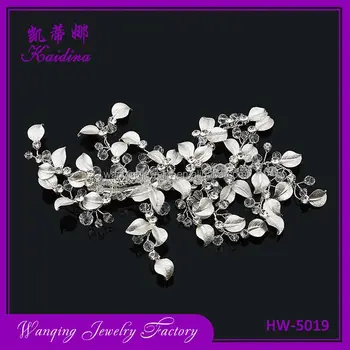 Latest Arrival Stylish Silver Leaf Crystal Branches Bridal Wedding