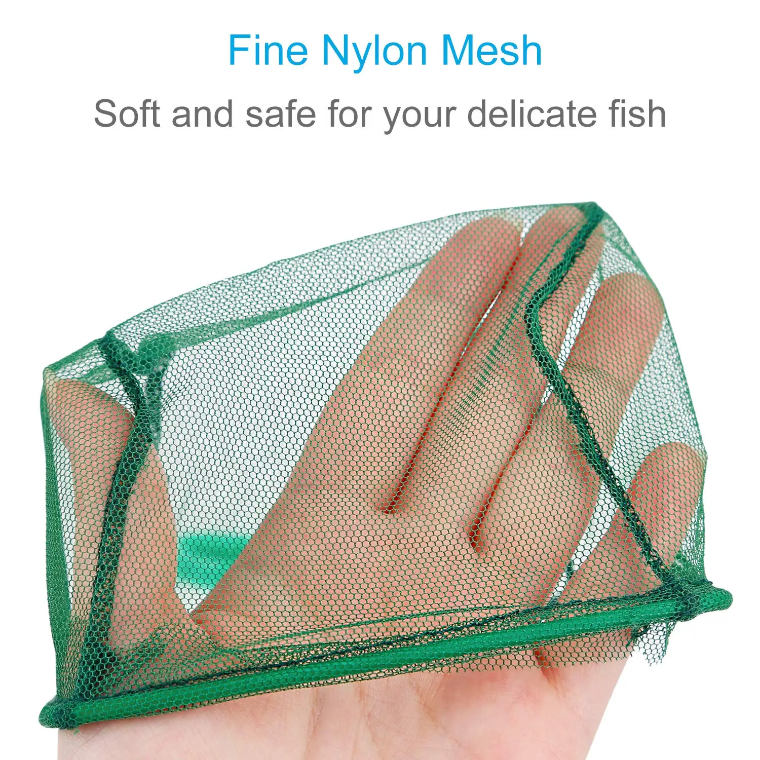 Fityle Set of 2 Aquarium Net Fine Mesh Small Fish Catch Nets with Plastic Handle Green 