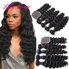 No split ends deep wave hair Brazilian virgin hair with lace closure