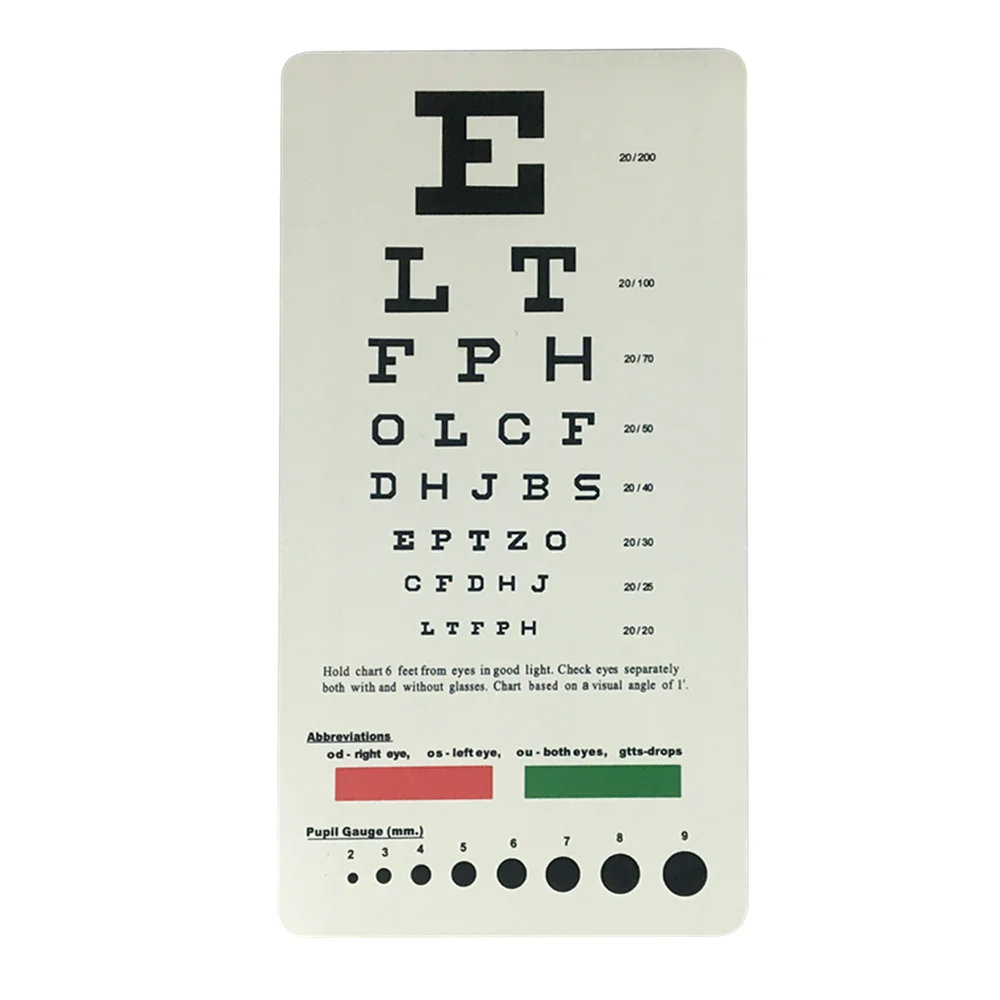 Pocket Visual Acuity Eye Vision Test Chart Snellen Eye Chart - Buy ...