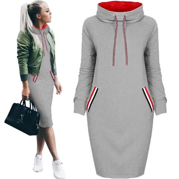 hooded sweater dress with pockets