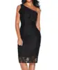 women's Laser Cut Sexy elegant One Shoulder Ruffle Embellished Dress