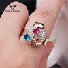 New Hot Sale Korean Animal Rings Gold Plated Full Crystal Rhinestone Ladybug Top Quality Alloy Adjustable Rings for Women