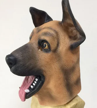 Hewan Anjing Kepala Penuh Wajah Lateks Pesta Topeng Halloween