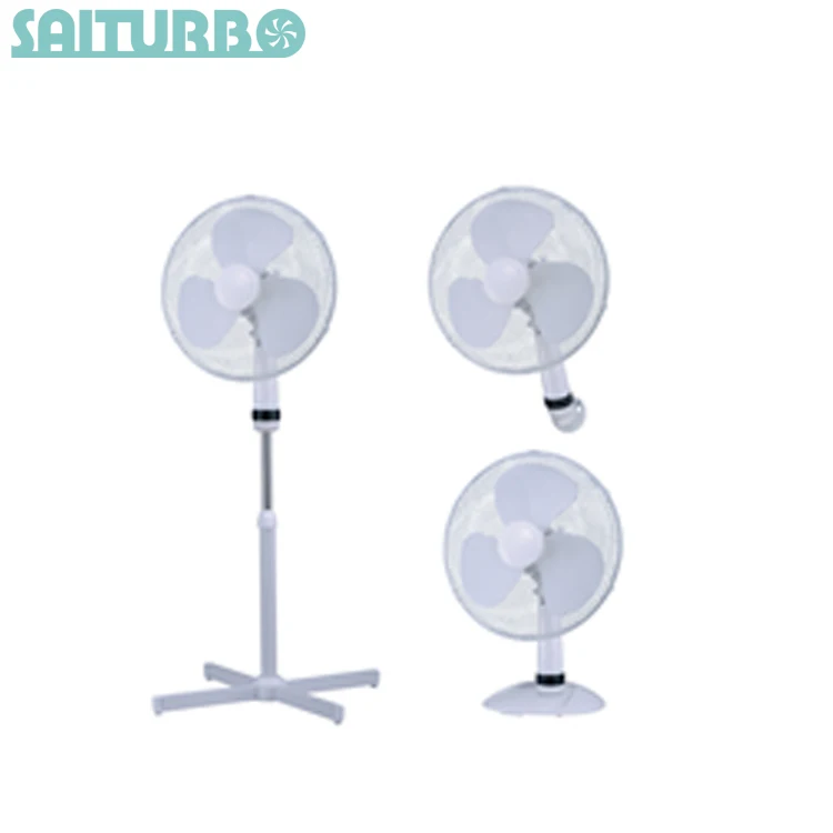 3 In 1 Premium Large High Velocity Home White Floor Fan 16" Floor Stand