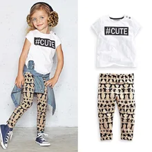 New kids clothes girls clothing sets baby girl cartoon t shirt pant 2pcs set children girl