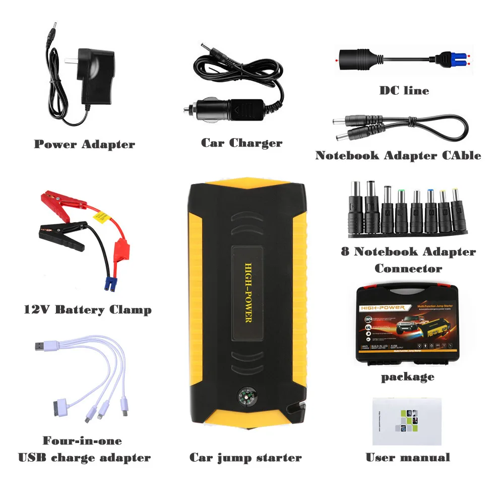 12v Emergency Car Jump Starter High Power Jump Start Kit Car Battery