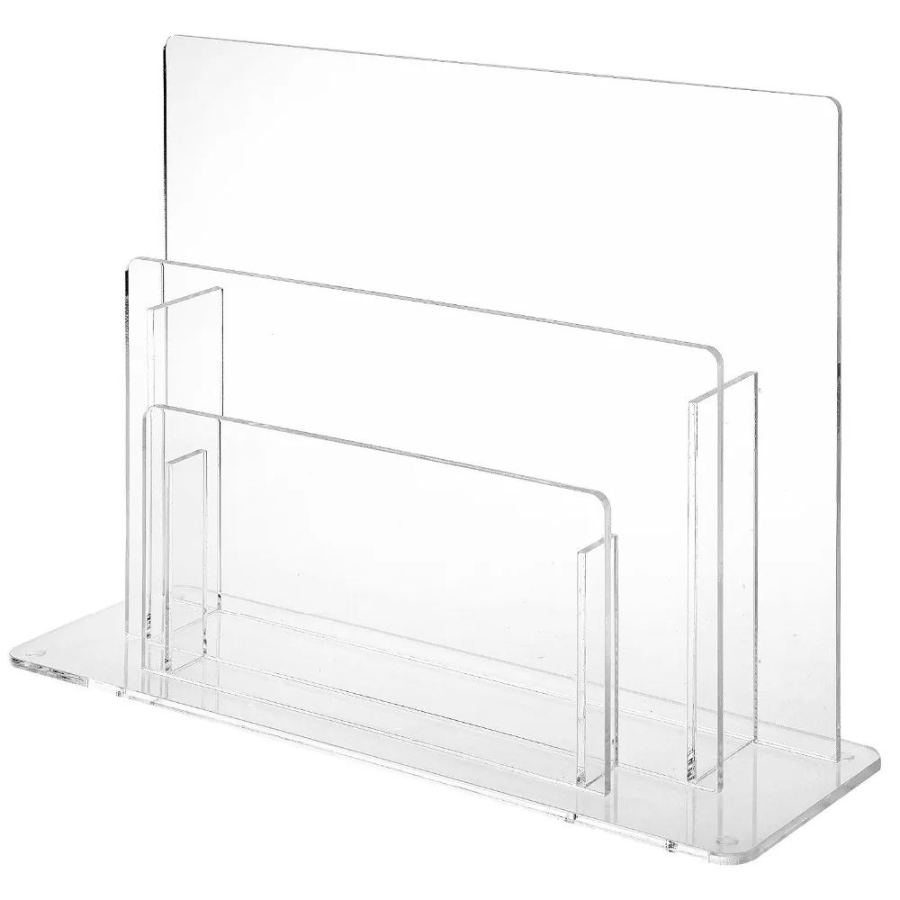 2 Tier Clear Acrylic Desktop Magazine Paper Holder Organizer,Acrylic ...