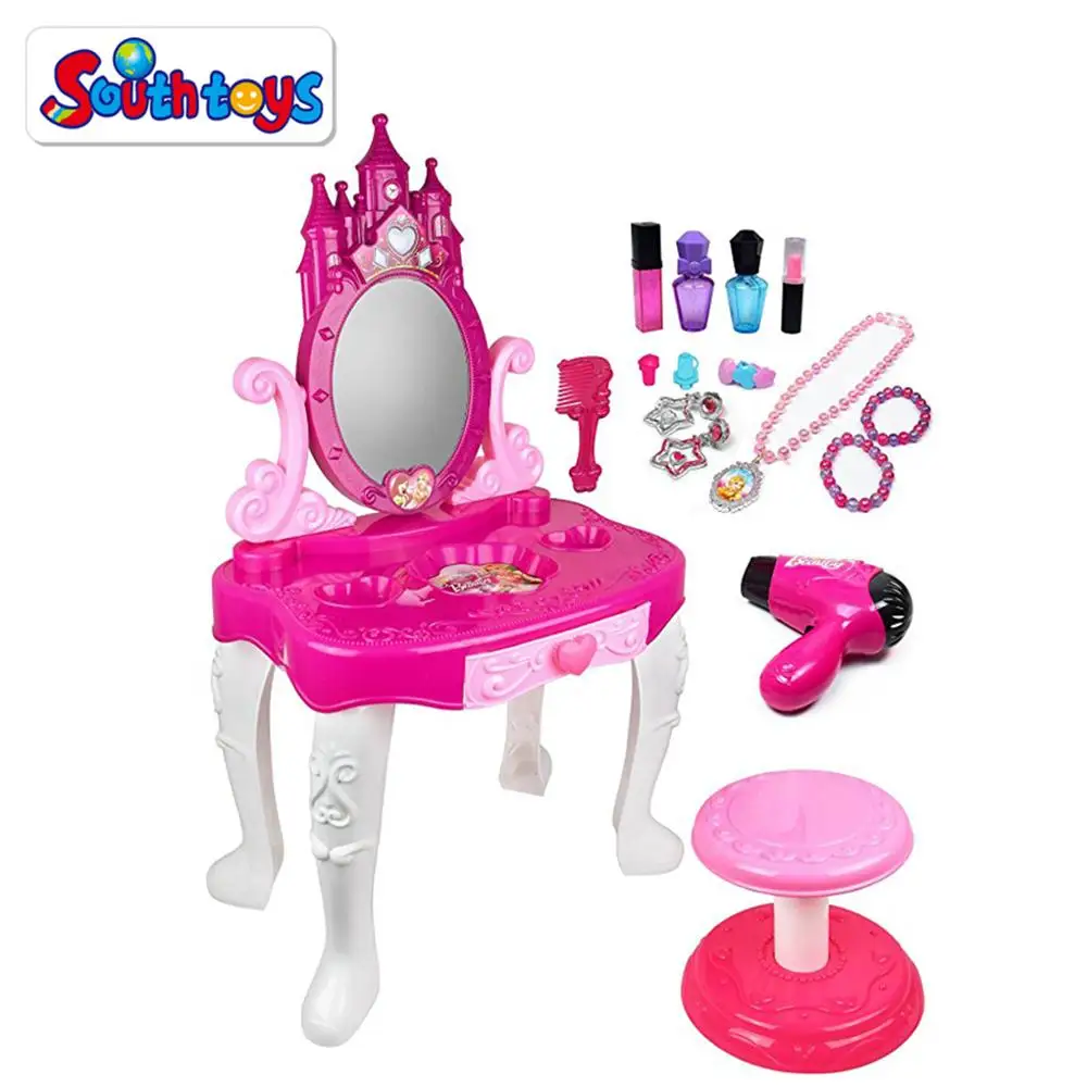 Kids Pretend Play Vanity Beauty Play Kit Castle Dressing Makeup Table Chair Toy With Light And Music Buy Dressing Makeup Table Toy