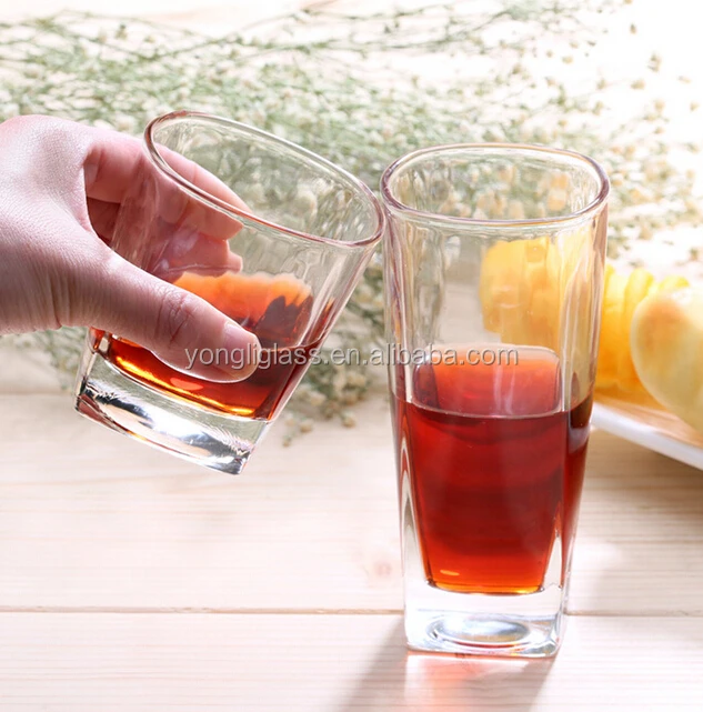 Wholesale top quality driking water juice wine glasses, heavy thick drinking glass factory