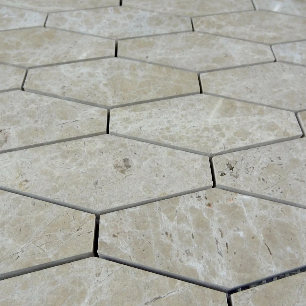 Long hexagon statuary emperador light shaped marble mosaic tile