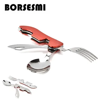 fork knife spoon tableware cutlery folding camping travel stainless steel reusable larger picnic
