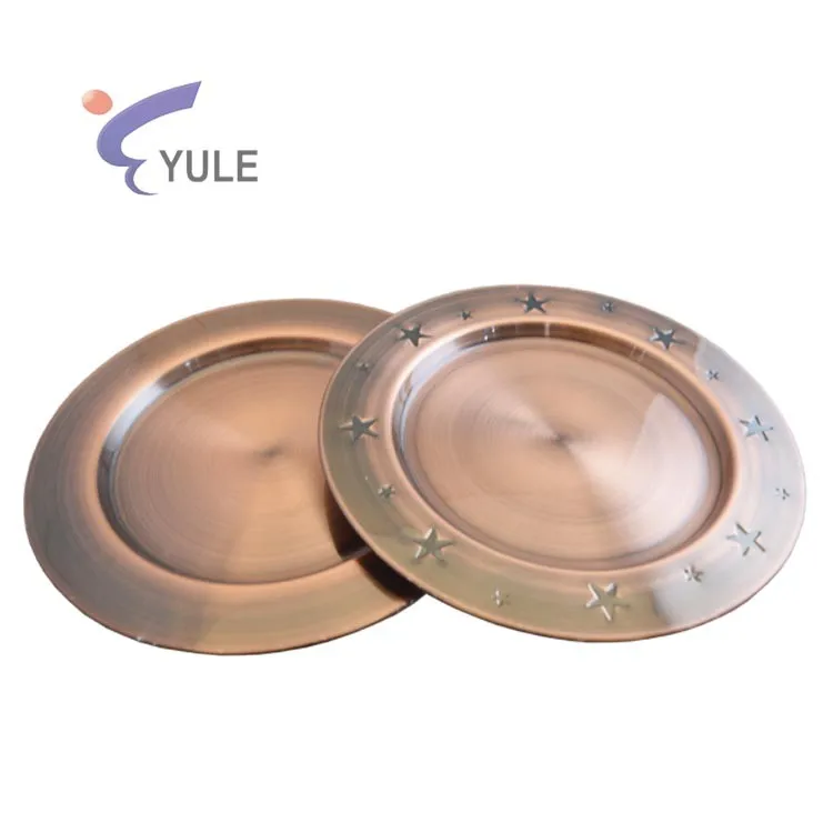Yule Wholesale Bronze Color Stainless Steel Charger Plate For Tableware