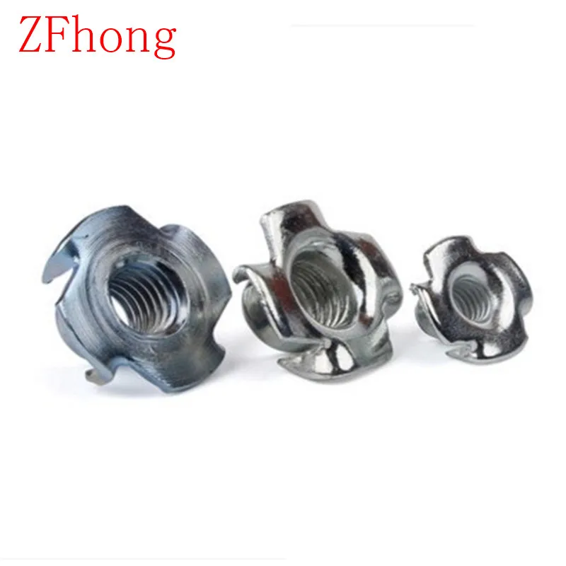 Carbon Steel M3/M4/M5/M6/M8 90pcs Four Pronged T Nuts Blind Inserts Nut for Wood Furniture 