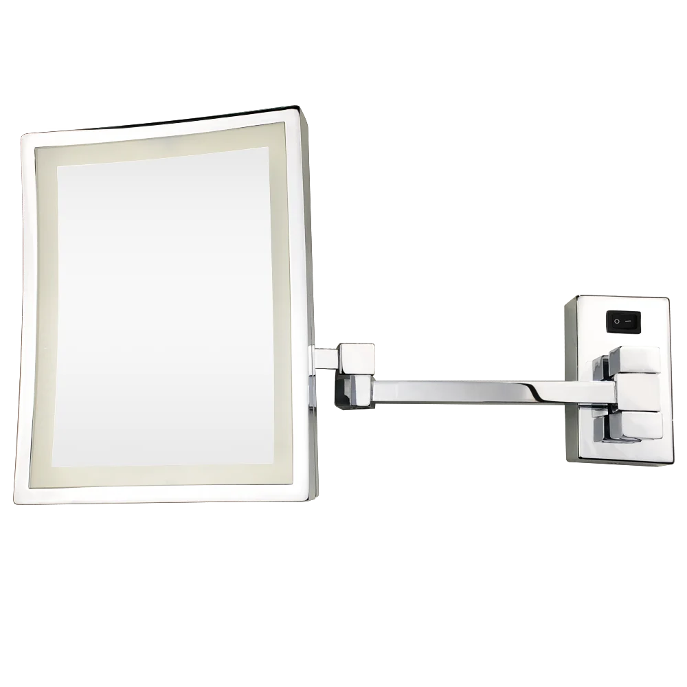 Rectangle Magnifying Wall Mount Movable Bathroom Mirror Led Makeup Double Sides Led Wall Mirror
