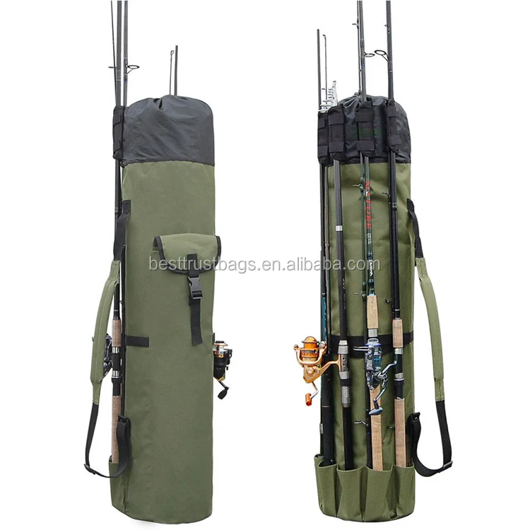 3Layers Waterproof Fishing Tackle Bag Portable Folding Fishing Rod Carrier Case 