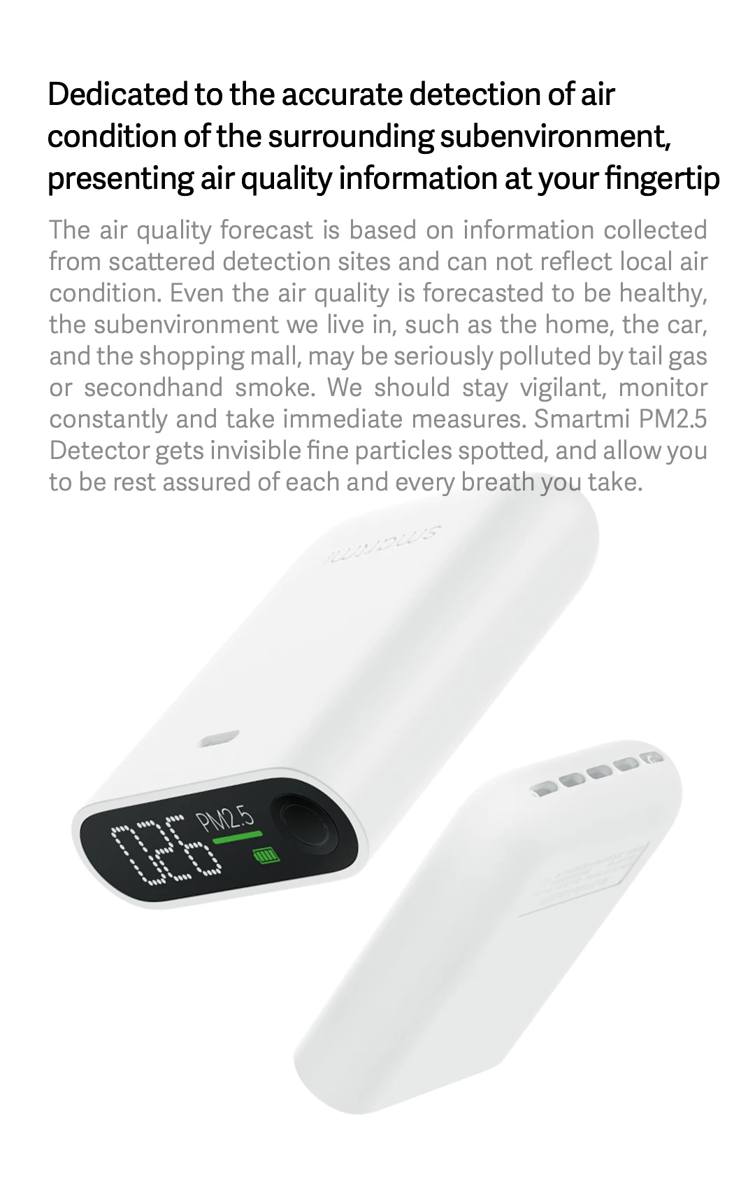 Xiaomi Smartmi PM2.5 Monitor Detector Sensitive Air Quality Tester Home 