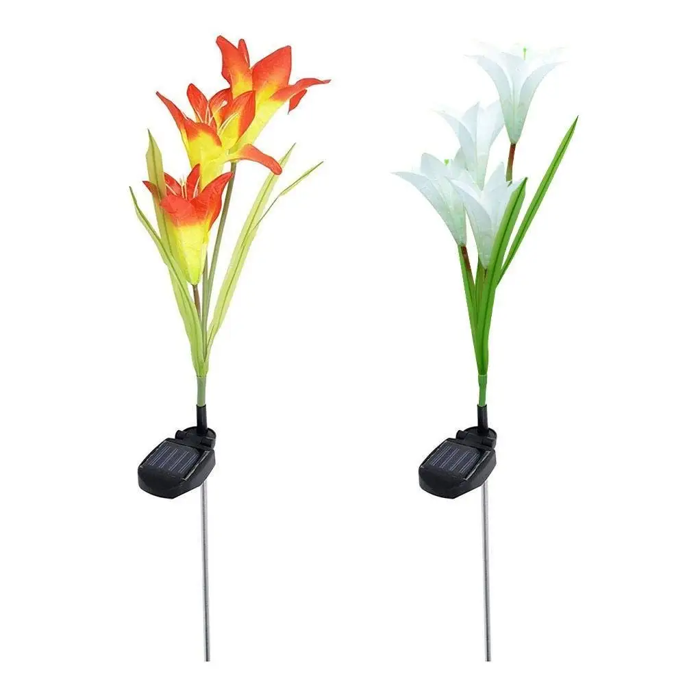 KOBWA 2 Pack Solar Garden Lights,Outdoor Solar Powered Lights 8 Flower Multi-color Changing LED Solar Stake Lights Lights for Garden, Patio, Backyard