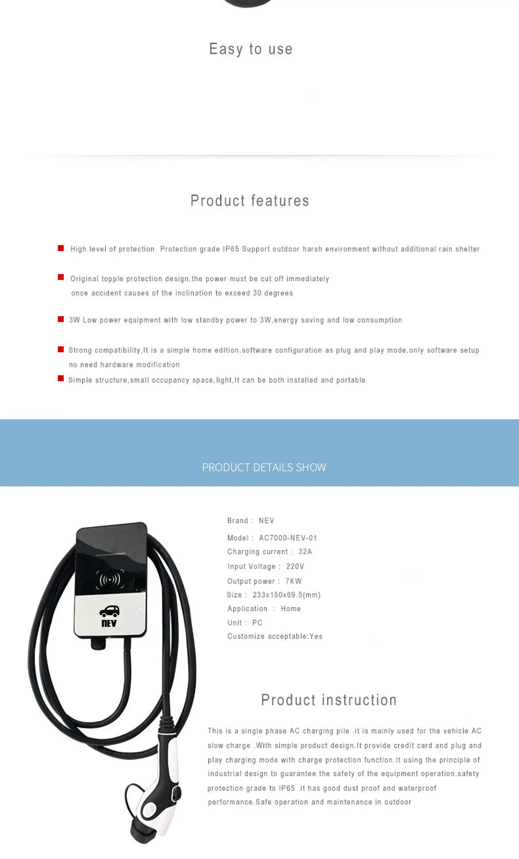 Manufacturer Supply EV charger AC/DC Fast Electric Car Charging Station