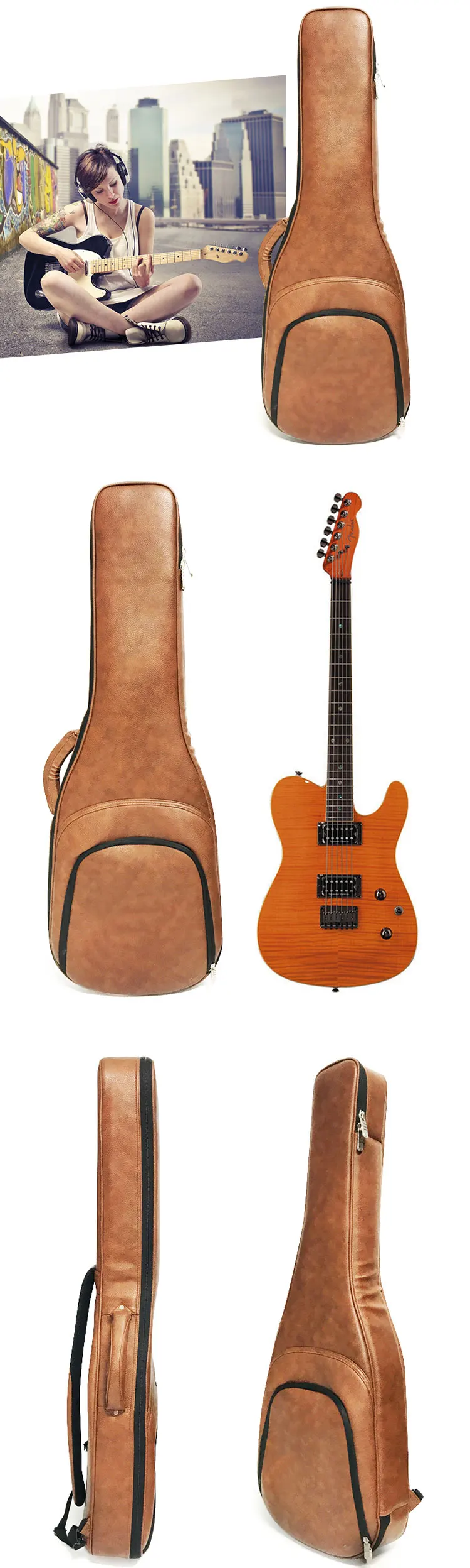 Shockproof Leather Guitar Bag Leather Custom Popular Musical Instrument