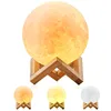 Seamless 3 Colors Change USB Recharge Kids Bedroom Touch Control 3D Print Luna Moon Lamp