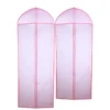 Non-woven bag storage dust cover long simple white transparent Pink edge wedding dress & Gown Bags