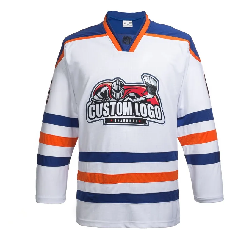 100% Polyester Embroidery Custom Name/number White Oilers Ice Hockey ...