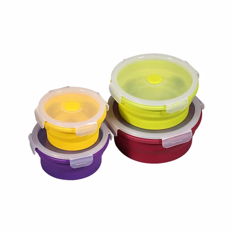4pcs Silicone Folding Lunch Box, Food Storage Containers